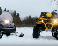 Квадроцикл на гусеницах Stels Guepard VS Снегоход Yamaha